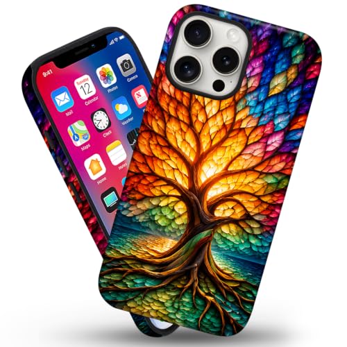 Coque iPhone 14 anti-choc en verre fin motif arbre de vie - 2