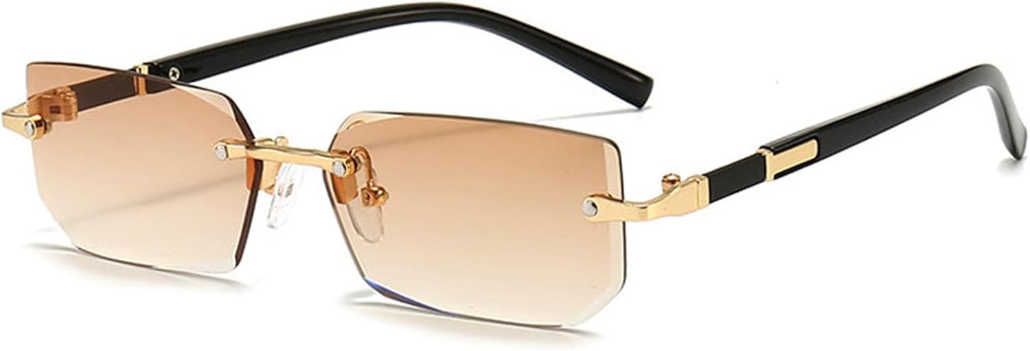 willochra Rimless Sunglasses Rectangle Fashion Popular Women Men Shades Small Square Sun Glasses For Female male Summer