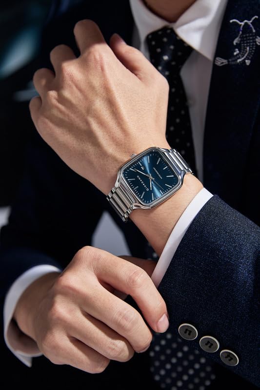 Image of Giordano Analog Watch for Men - Square Dial, Stainless Steel Strap, Date Display, Water Resistant Classic Dress Watch