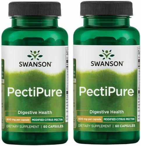 Swanson PectiPure Modified Citrus Pectin-Supports Digestive Health and Cellular Health-Delivers Minimum of 82% Galacturonic Acid-Natural Wellness Supplement (60 Capsules, 600mg Each) 2 Pack