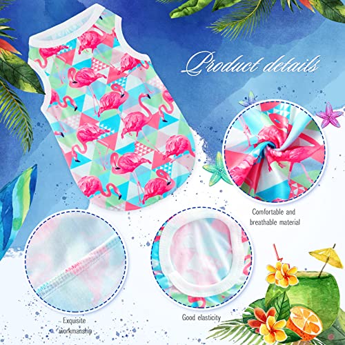 6 Pieces Flamingo Pet Shirts Printed Puppy Shirts Cute Dog Shirts Sleeveless Cute Dog Sweatshirts Soft Summer Pet Dog Clothing Breathable Pet Apparel Dog Outfits For Small Medium Dog Cat (Large) #TOP4