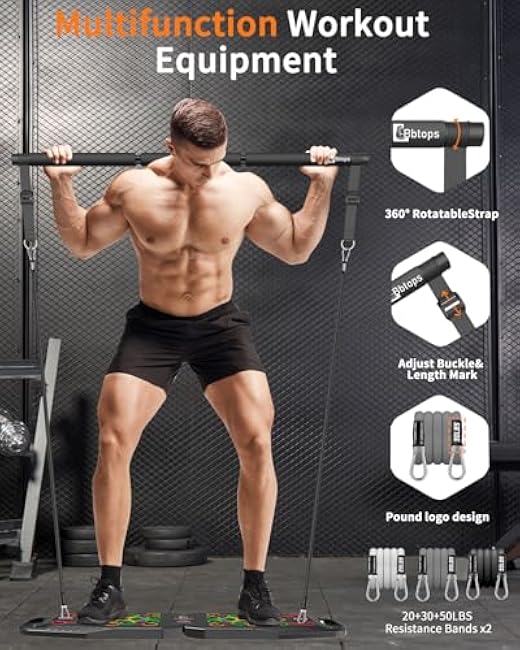 Push UP Board, Pilates Bar & Fitness Accessories, 25 in 1 Foldable Push up Bar at Home Gym, Workout Exercise Professional Push Up Strength Training Equipment for Man and Women