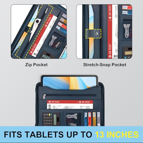 Image of Eshow Portfolio Organizer - 3 Ring Binder with Zipper, Vegan Leather Business Padfolio Folder with Notepad Includes 5 Color Sheet Protectors for Documents Files for Men Women