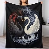LLXXHH Decke Schwan Decken Tagesdecke - Weiche Flannel Decke Sofadecke - Wohndecke Sofaüberwurf Bettüberwurf 140×180cm