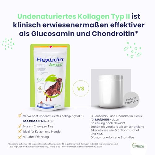 FLEXADIN ADVANCED® Hund | Für die Gelenkgesundheit | undenaturiertes Kollagen Typ II & Boswellia – 60 Gelenkleckerli