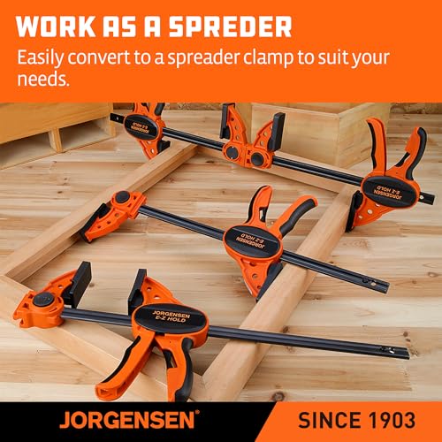 Jorgensen 24" One Hand Clamp/Spreader - 2-pack, Medium Duty, E-Z Hold Bar Clamps Set