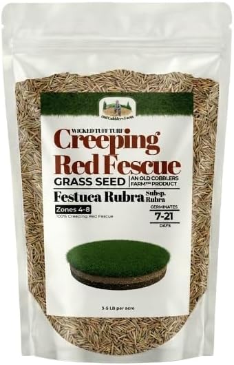 Old Cobblers Farm™ Wicked Tuff Turf Creeping Red Fescue (Grasses) - Fine-Textured Grass Seed for Cool Season Lawns, Parks & Landscapes (5 lbs | 10 lbs | 15 lbs | 20 lbs) (20lbs)