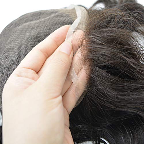 HairNotion Parrucchino da uomo Parrucchino Capelli veri Sistema di sostituzione dei capelli in pizzo francese per uomo #17