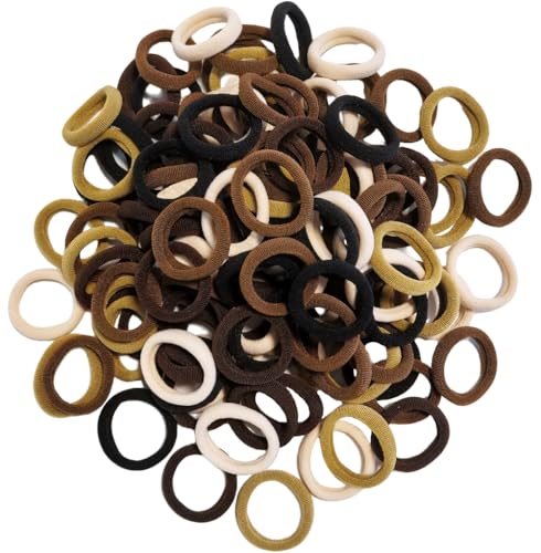 120 PCS Baby Hair Ties, Toddler Elastic Hair Bands Small Hair Ties Brown