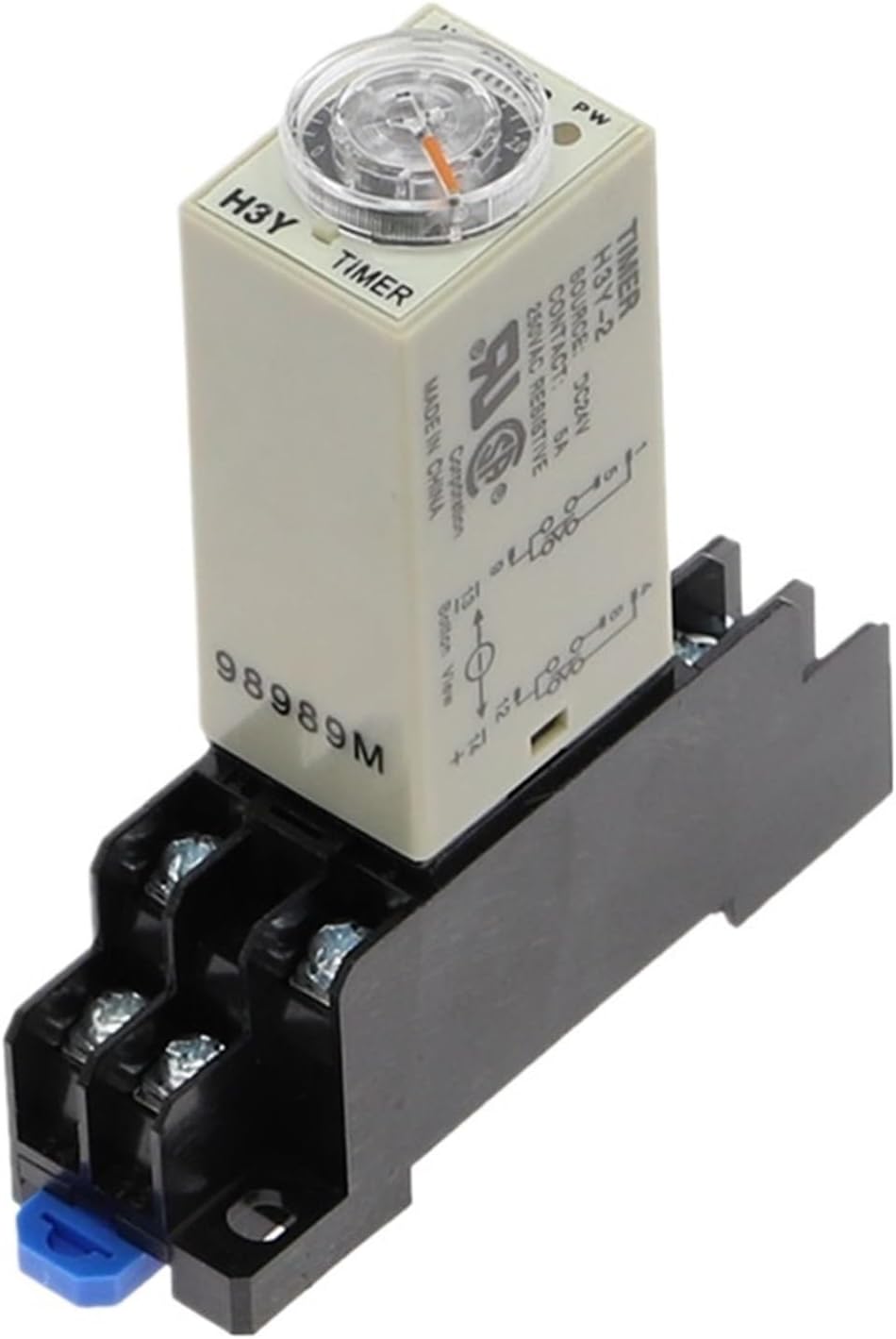 Power-on Delay Rotary Knob DPDT 5S/10S/30S/60S/3M/5M/10M/30M Timer Time Relay AC 110V 220V 380V H3Y-2 with Base Socket(Voltage AC 380V,0-3 Seconds)