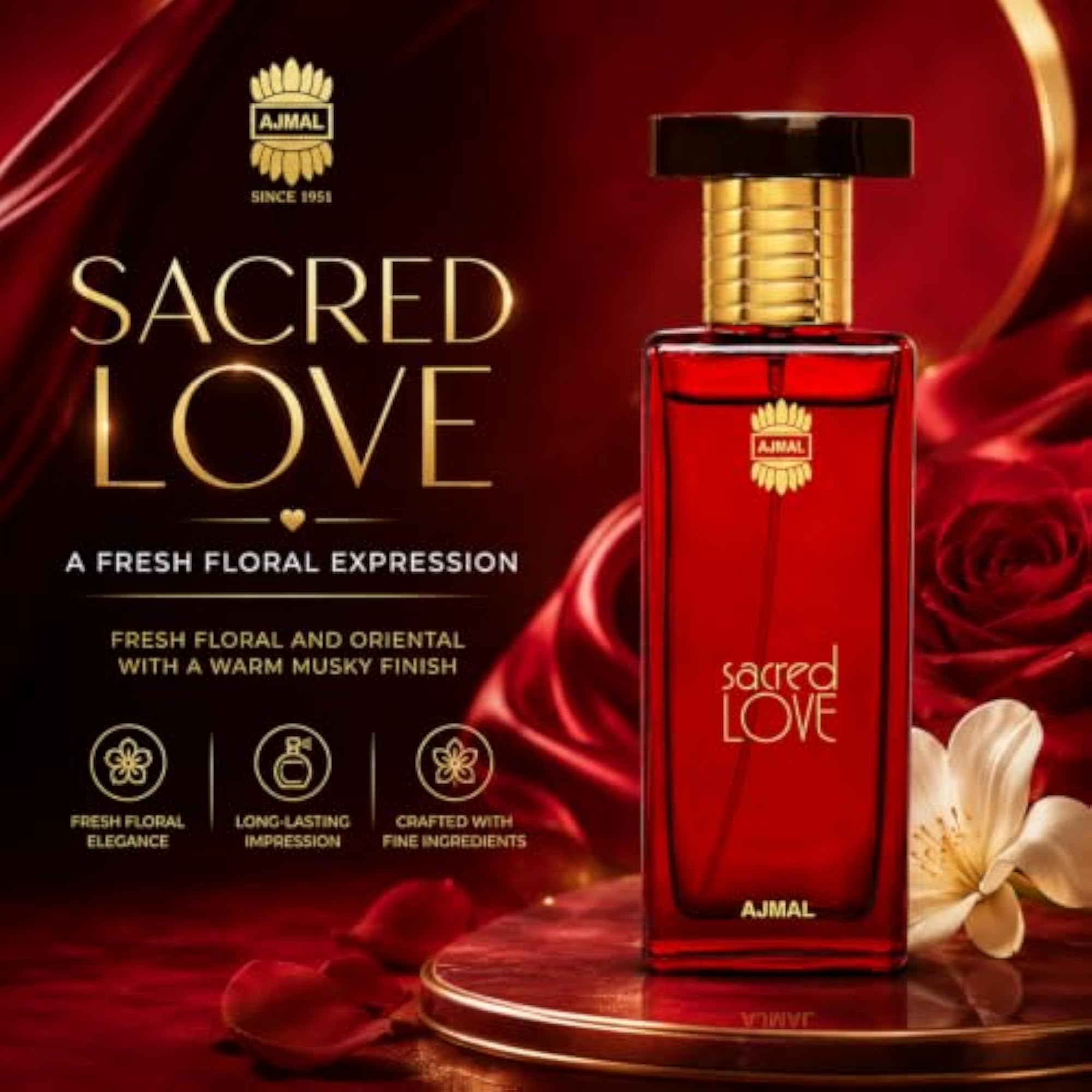 Ajmal Sacred Love EDP Floral Perfume for Women, 50 ml