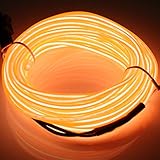 JIGUOOR EL Wire Battery Pack 16.4ft / 5m Bright Neon Light Strip 360° Illumination Neon Tube Rope Lights for DIY, Festival, Party Decoration, Pub, Halloween, Chrismas (16.4ft / 5m, Orange)