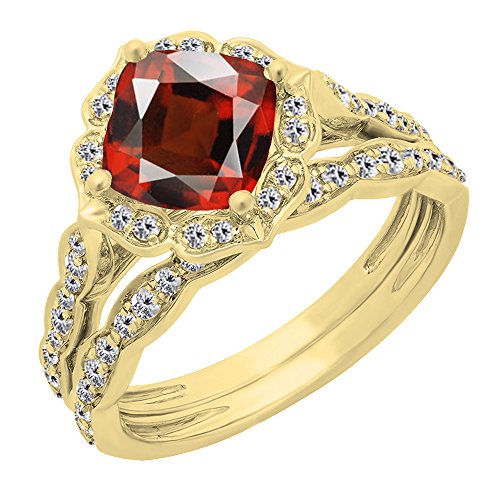 Imagen de Dazzlingrock Collection Anillo de compromiso de 10 quilates en oro amarillo con piedras preciosas y diamantes redondos para mujer