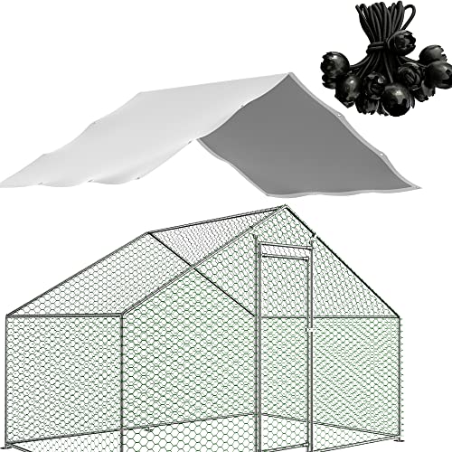 Outdoor Metal Chicken Coop Cover with 22 pcs Ball Bungee Cords for Large Walk-in Chicken Run Pen Waterproof Fence Chicken Cages Cover 11Lx6.33W (Only Cover Frame Not Included) 1 Pack