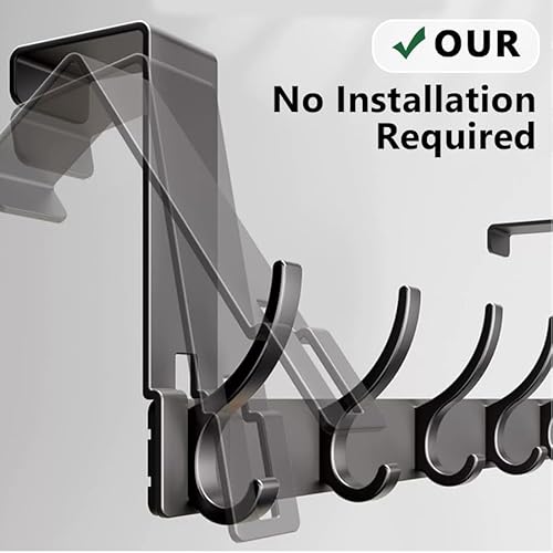 Over The Door Hooks, 12-Hook Door Hanger Organizer for Bathroom & Bedroom, Heavy Duty Over Door Towel Rack, Coat Hat Bag Hanger with Rust-Resistant Hooks, Space-Saving Home Storage Solution
