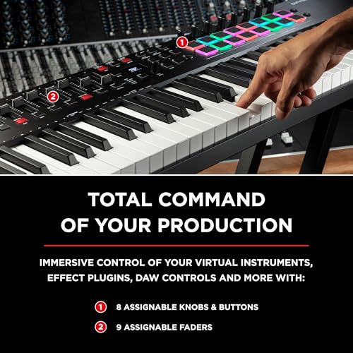 M-AUDIO Oxygen Pro 61 Key USB MIDI Keyboard Controller With Beat Pads, MIDI-assignable Knobs, Buttons and Faders, and Native Instruments Sound Package (NKS Integration) by M-AUDIO - Image 3