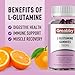 GREABBY L Glutamine 1000mg Gummies - Muscle Relief & Immune Support, Amino Acid Supplement with Magnesium Glycinate, Vegan & Non-GMO, Gluten Free (60 Count)