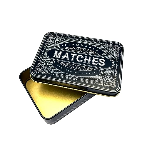 TINIT Matches Tin - Match Storage Box Metal Tin Matchbox Holder Candle Holder Lighter Gift Present (Black) - Image 2