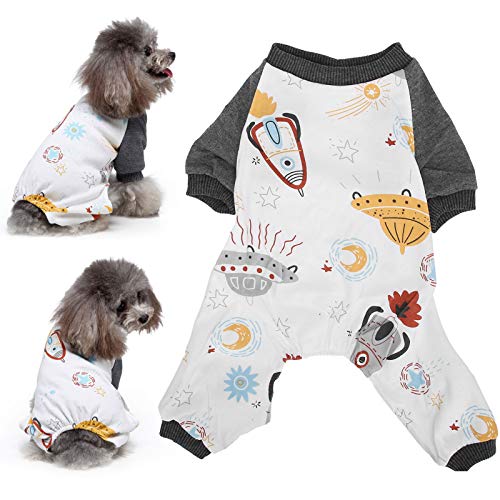 Pijama para animais de estimação, body com estampa de nave espacial, macacão de cachorro com desenho