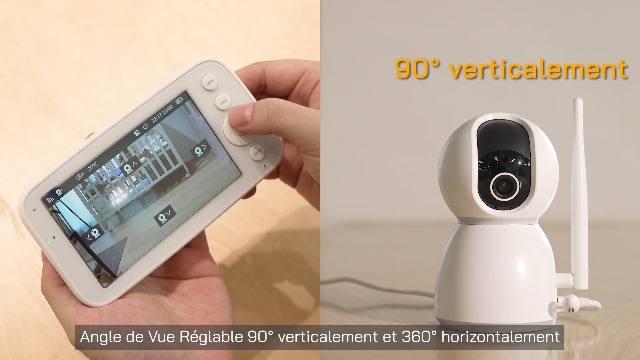 WOLFANG 1080P Babyphone Camera, Écran 5 Pouces 720P, Camera Bebe