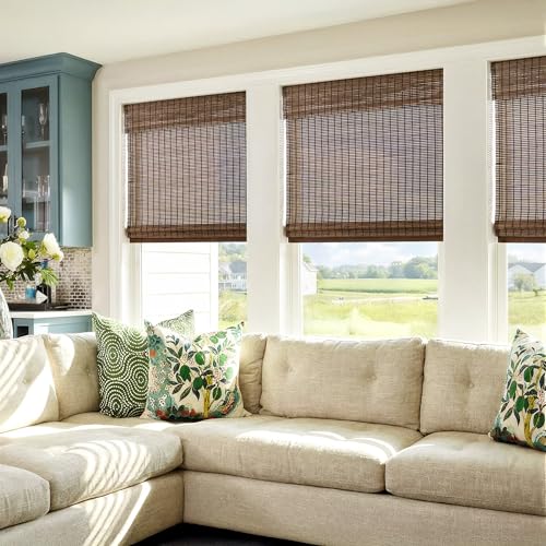 LazBlinds No Drill Bamboo Roman Shades, 34" W x 64" H, Malay Walnut by LazBlinds - Used condition - Image 5