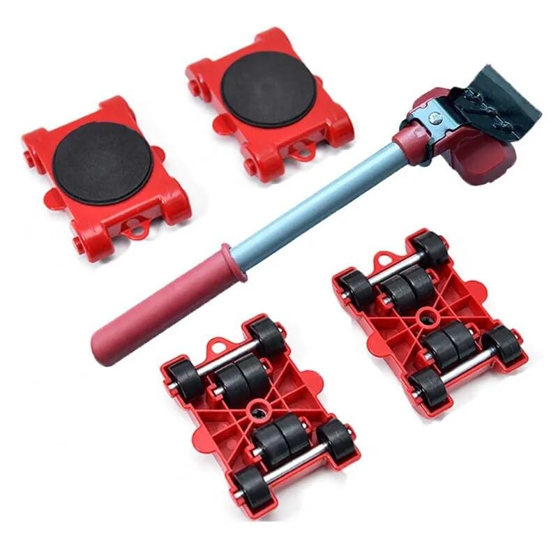 Furniture Mover Tool Transport Lifter Heavy Stuffs Moving 4 Wheeled Roller with 1 Bar