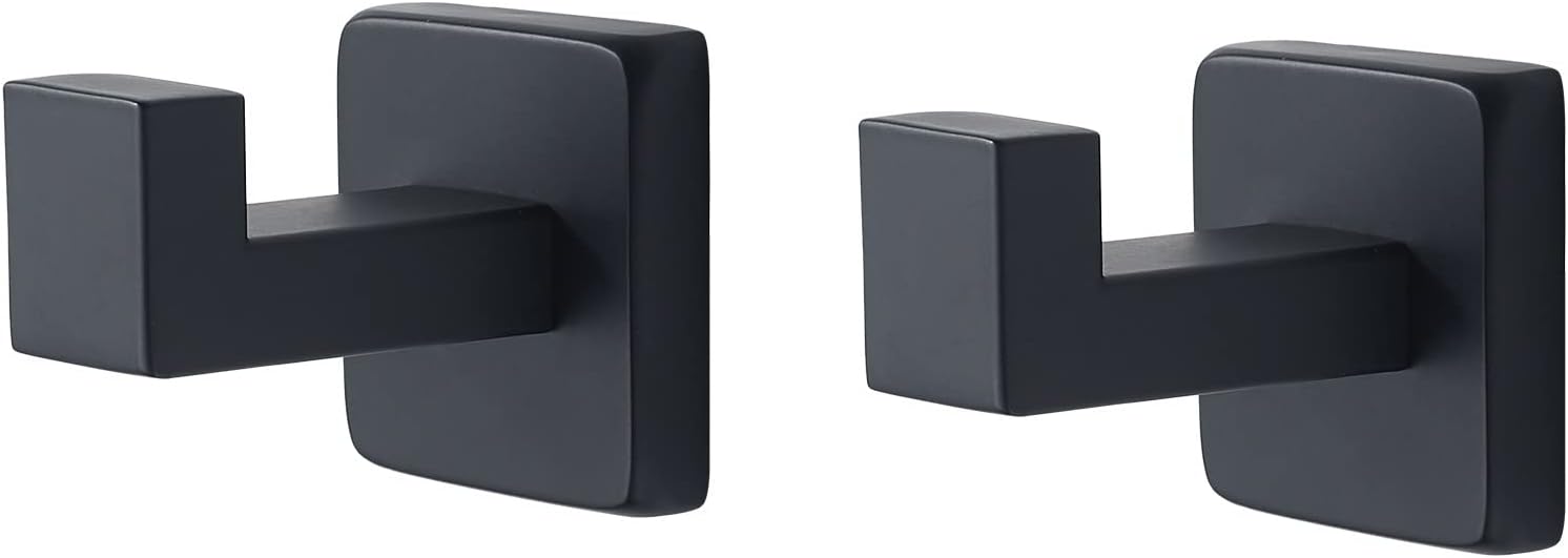 Wall Mounted Coat Hook Hanger Matte Black Stainless Steel Hooks for Bathroom Towels Kitchen Office Home Storage Hook Coat Rack Hook