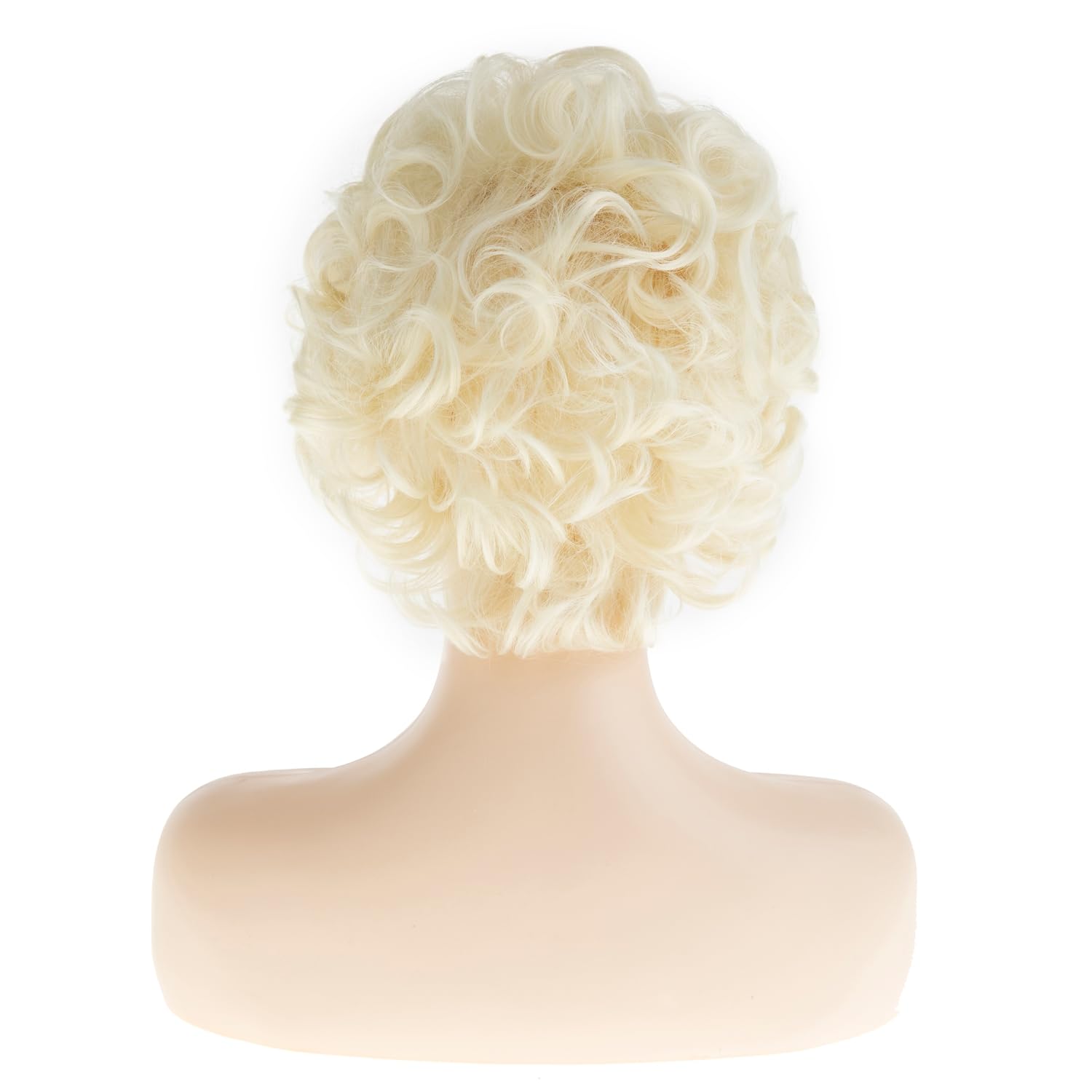 Short Curly Wavy Blonde Wigs for Women Retro Platinum Blonde Bouffant Synthetic Natural Hair Wig Halloween Costume Cosplay Wig