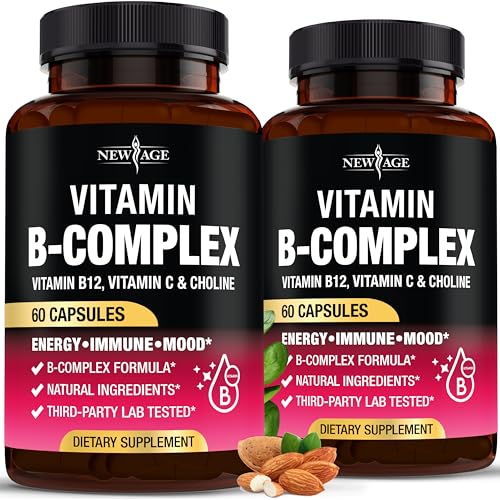 Vitamin B Complex for Men & Women - Made in USA - B-Complex: B1 B2 B3 B5 B6 B7 B8 B9 B12 with Vitamin C Choline Inositol - Energy Brain & Heart Support Supplement - 120 Vegan Capsules