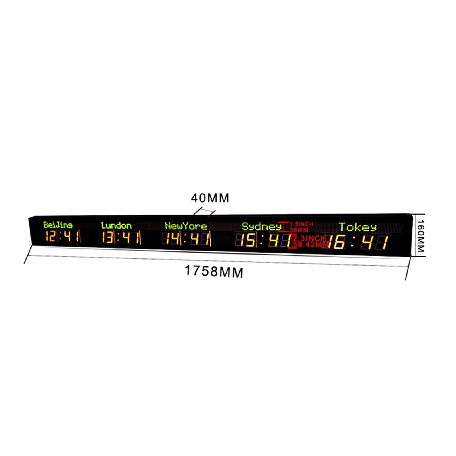 CVFRDD LED Countdown Clock, LED Digital Indoor Clock 5 Time Zone Display World Wall(GPS)
