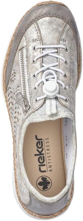 Rieker Ladies Sneaker MemoSoft Trainers N42K6, Grey Combination Grey, 10/10.5
