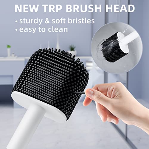 HESAIN Toilet Brush, 2 Pack Toilet Bowl Brushes and Holder Set, Silicone Toilet Brush with Ventilation Holder for Deep Cleaning, Toilet Bowl Cleaners Cleaning Supplies for Bathroom