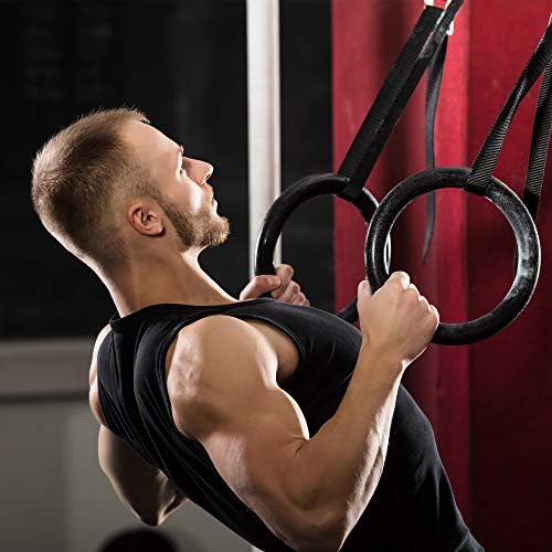 REEHUT Gymnastic Rings (2 Pcs, 4.5m long) Home Gym Set with Adjustable Straps, Metal Buckles & Ebook - Non-Slip - Great for Workout, Strength Training, Fitness, Pull-Ups, and Dips