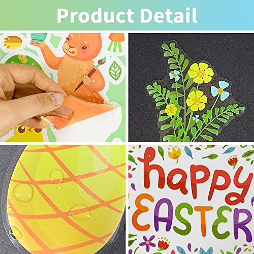 Easter Wall Stickers 150 Pcs Easter Eggs Bunnies Window Wall Decal Rabbits Vinyl Wall Decor Mural For Living Room Bedroom Home Nursery Wall Decorations #TOP6