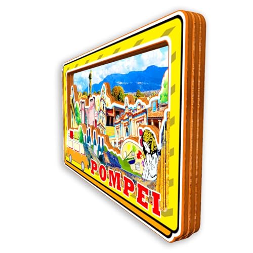 Imán decorativo de madera para nevera con diseño de Pompeya miniatura 2