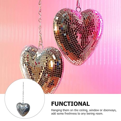 Decoración para bodas: bola espejada en forma de corazón, colgante, reflectante, para fiestas temáticas de los años 50, 60 y 70 miniatura 3