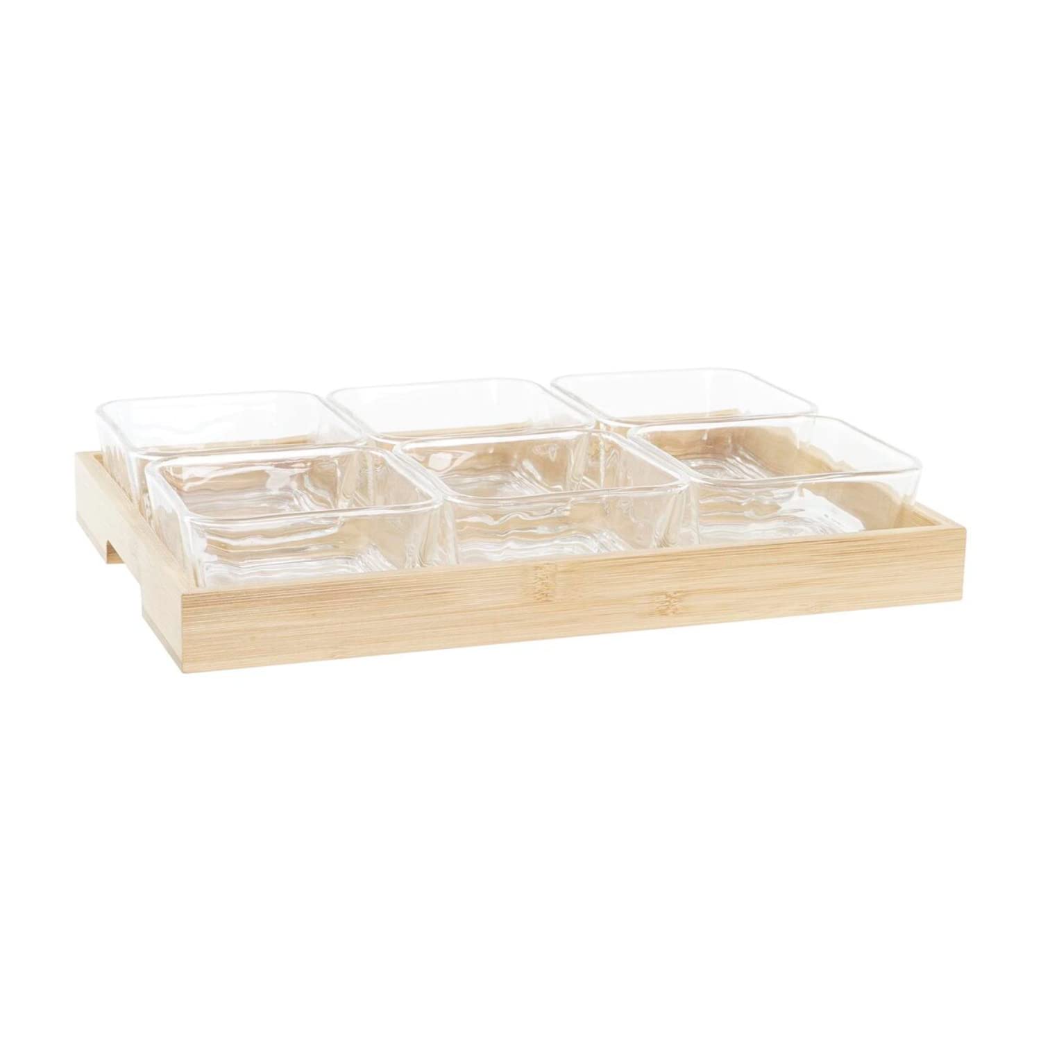 Plateau à collations haut de gamme en bambou naturel et verre solide