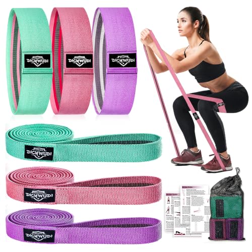 Image of DICYWUDI Fabric Resistance Bands for Working Out, 6Pack Non-Slip Exercise Bands for Women and Men, Fabric Booty Bands for Home, Fitness, Pilates, Stretching