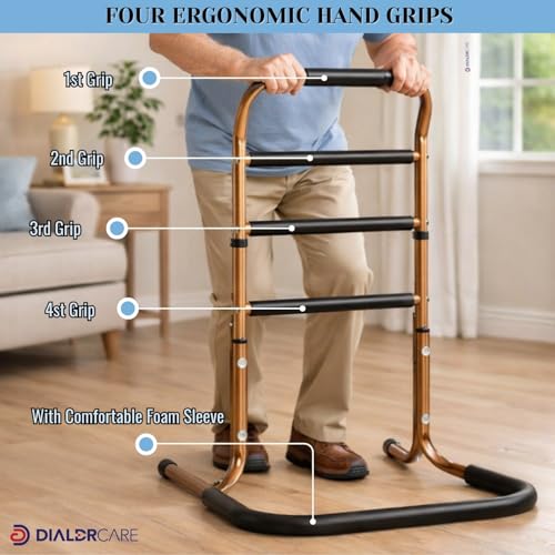 Image of DIALDRCARE Silver Chair Stand Assist for Seniors | Safe & Portable Standing Support | Medical, Mobility & Disability Equipment | Anti-Slip & Foam-Padded Handles