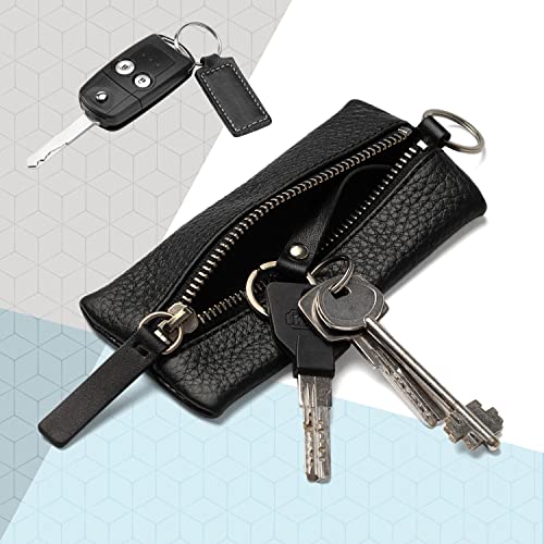 Premium Genuine Leather Key Holder Pouch Unisex For Men And Women, Car Key Case With Zipper Keychain, Keyring, Key Holder Organiser, Key Fob, Keys Purse Gift #TOP2