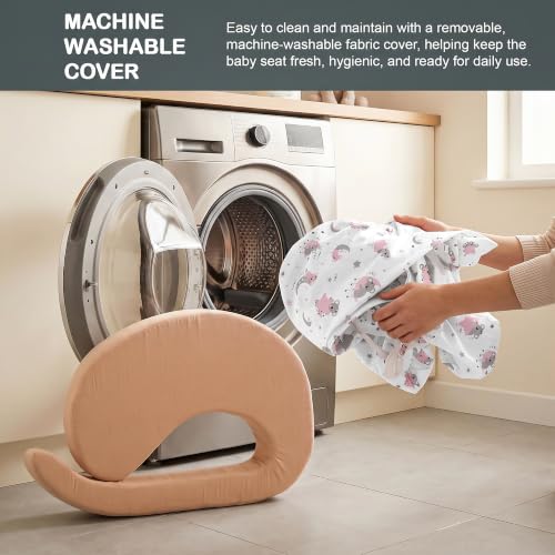 Image of BAYBEE Feeding Pillow for New Born Baby with Foldable Breastfeeding Cover | Feeding Cover for Nursing Mom with Adjustable Velcro & Back Support | Nursing Pillow with Removable & Washable (White Pink)