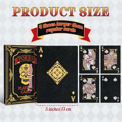 Baraja Jumbo Negra de Póker 5x7 pulgadas con Caja miniatura 2