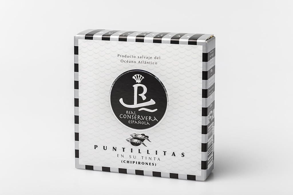 Real Conservera Española. Very Small Squids in Ink. Puntillas. 110g (3.88oz). Pack of 4.
