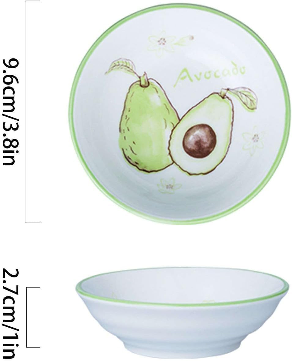 Keramik-Dip-Schalen, Fruchtdruck-Sushi-Sojasaucen-Gericht, Saucen-Gerichte, Keramik-Dip-Schalen, 4-teilige kleine Dip-Saucen-Schalen(Avocado)