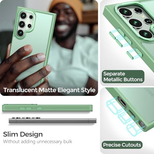 Image of DIZORO Polycarbonate Matte Case for Samsung S25 Ultra 5G Translucent Frosted Hard Back Phone Case Anti-Fingerprint Anti-Slip Shockproof Protective Case Cover for Samsung Galaxy S25 Ultra 5G Green