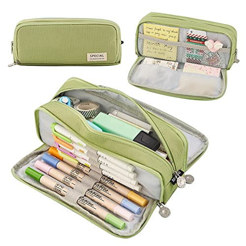 Qican Estojo para lápis Grande capacidade Bolsa para lápis Bolso com zíper para escola Armazenamento doméstico Bolso multicamadas Organizador de escritório Presente para homens, mulheres, criança