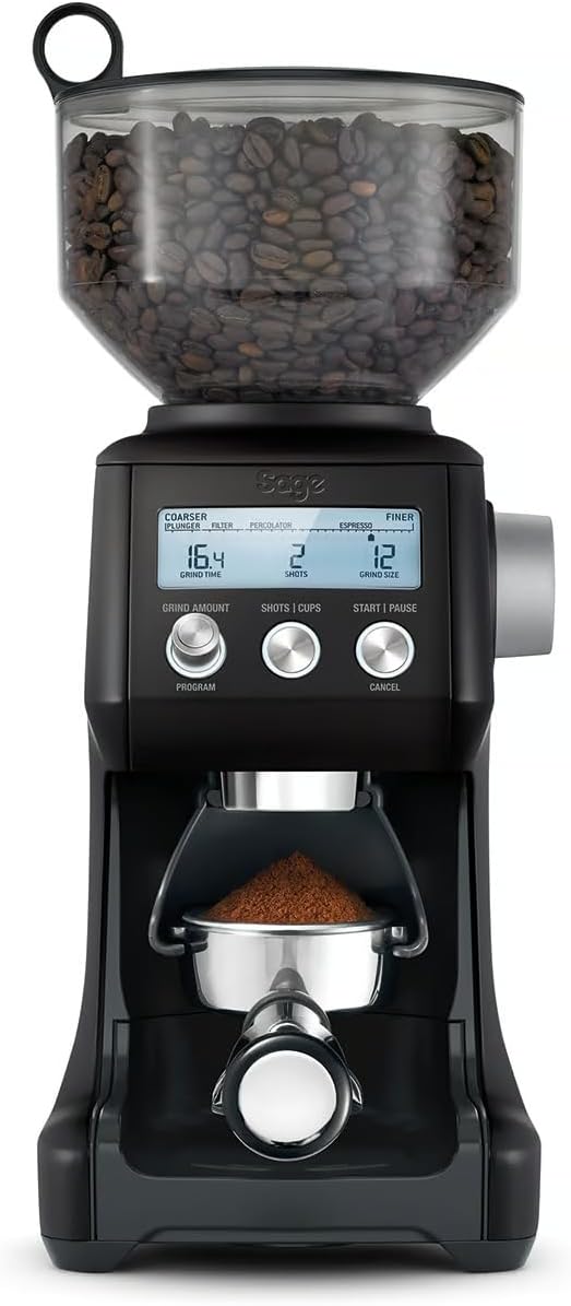 The Smart Grinder Pro - Conical Burr Coffee Grinder - Programmable, Automatic - 450g Coffee Bean Capacity, 60 Precise Grind Settings - Black Truffle