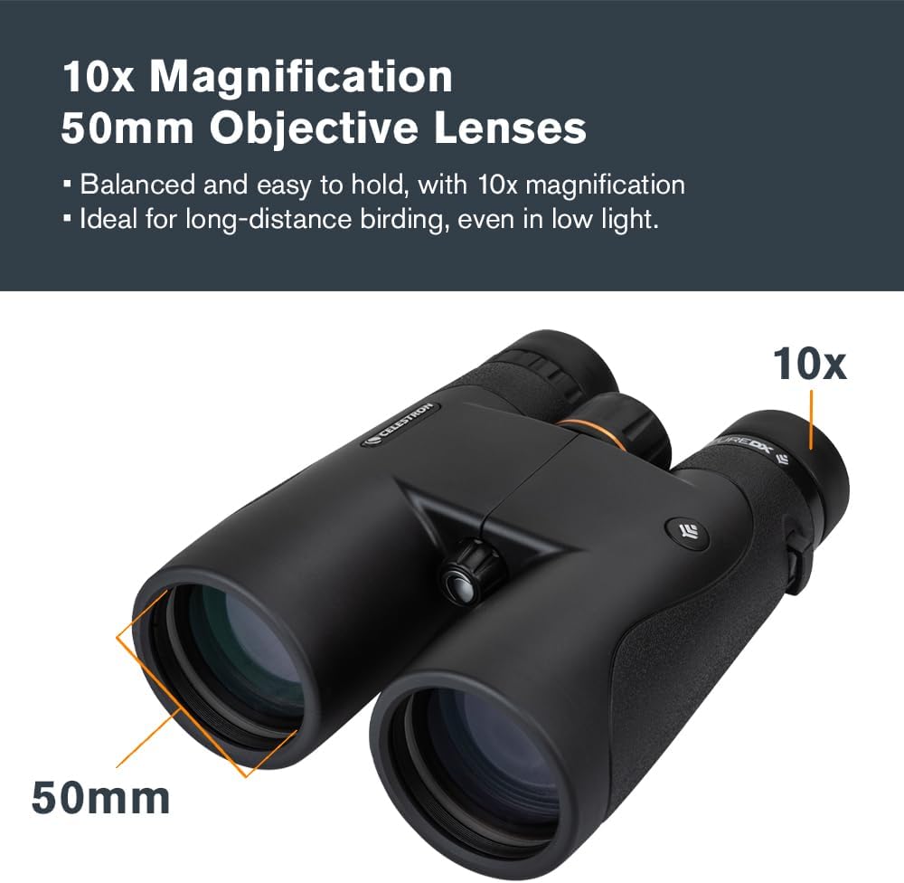 Celestron - Nature DX 10x50 Binoculars – Ideal for Birding and Outdoors – 50mm Objective Lenses – 5.8° Field of View – BaK-4 Prisms – Fully Multi-Coated – Waterproof and Fogproof - Image 2