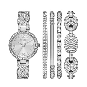 Fossil Relic By Fossil Glitz Silver Tone Watch
