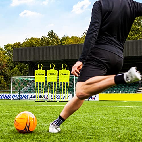 FORZA Astro Fußball-Dummies (Unterlage Werden enthalten) | Freistoß Dummies für Fussball | 3 Größe erhältlich | Eignen Sich für mehrere Oberflächen (Mini, Einzeln)